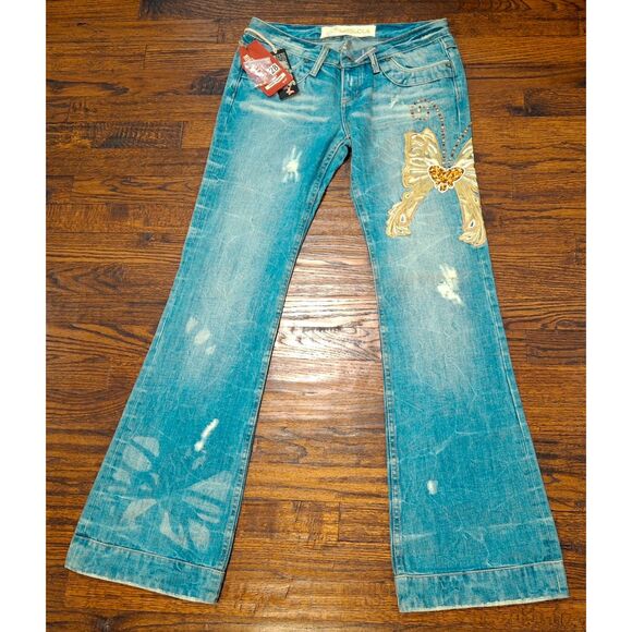 Miss Lola Denim - Miss Lola Butterfly Blue Denim Jeans Women's Size 28 NWT